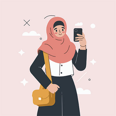 وکتور کاراکتر زن در حال عکاسی با موبایل