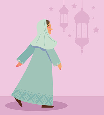 وکتور بانوی با حجاب در حال راه رفتن