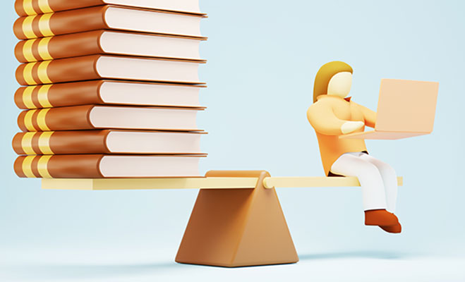 عکس انیمیشنی برابری کامپیوتر با کتاب