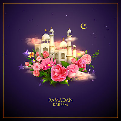 وکتور ماه رمضان ماه گل ها