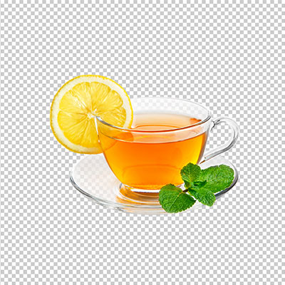 عکس برش خورده فنجان چای و لیمو