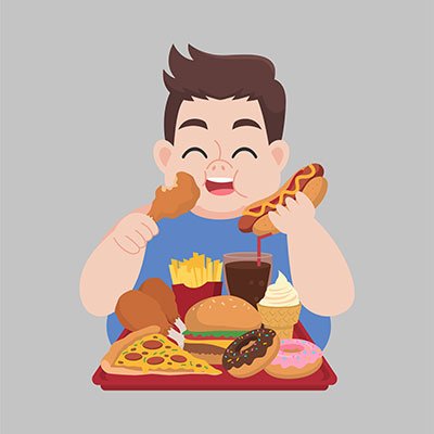 وکتور کاراکتر غذا چاق شدن