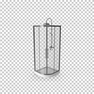 عکس برش خورده سه بعدی کابین دوش حمام شیشه ای