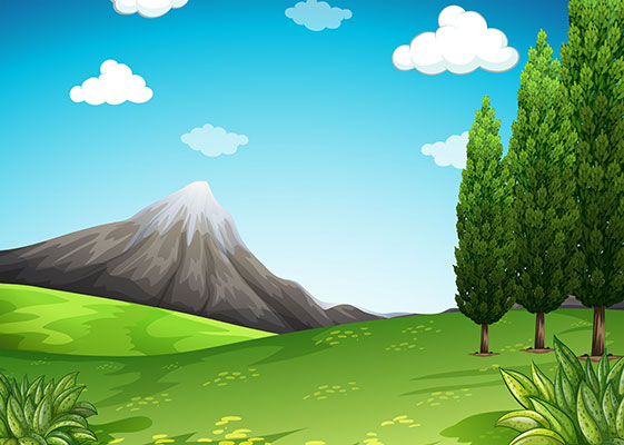 وکتور کاراکتر طبیعت دشت سبز