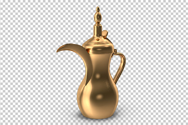 عکس برش خورده سه بعدی قوری برنجی