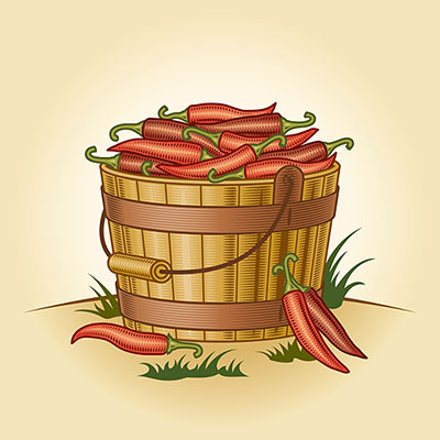 وکتور کاراکتر سطل فلفل قرمز