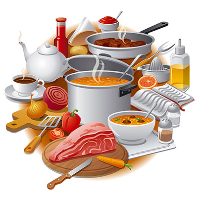 وکتور مواد غذایی و پخت و پز