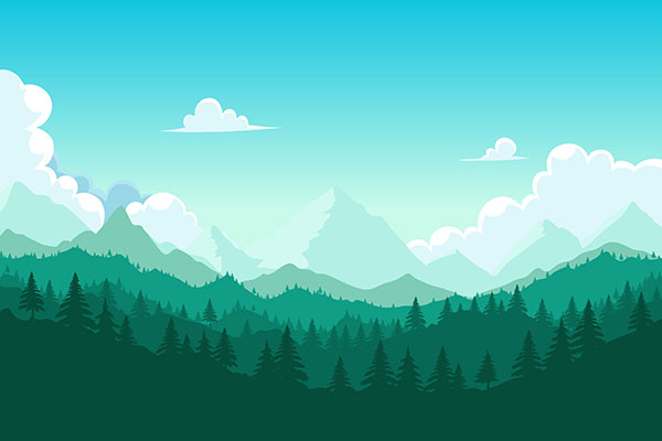 وکتور کاراکتر طبیعت جنگل سبز