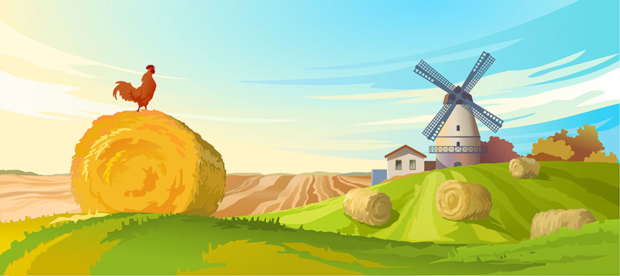 وکتور کاراکتر طبیعت و آسیابان