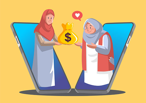 وکتور کاراکتر حجاب و شغل آنلاین