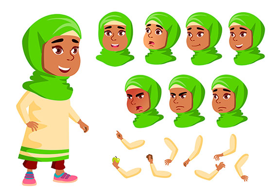 وکتور مجموعه چهره زن محجبه