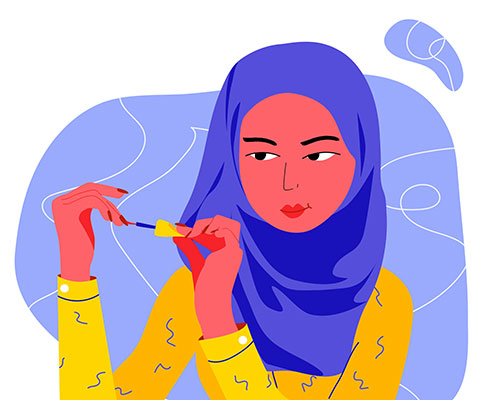 وکتور کاراکتر حجاب ناخن کار