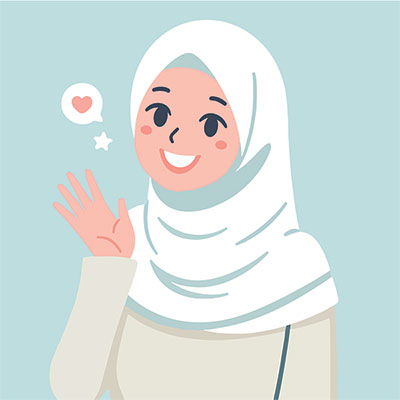 وکتور بانوی با حجاب در حال سلام کردن