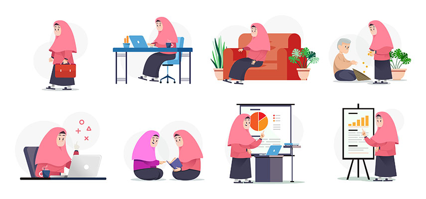 وکتور کاراکتر حجاب تدریس خصوصی