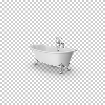 عکس برش خورده سه بعدی وان حمام دوش تلفنی