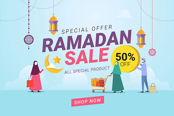 وکتور کاراکتر حجاب مشتری فروشگاه