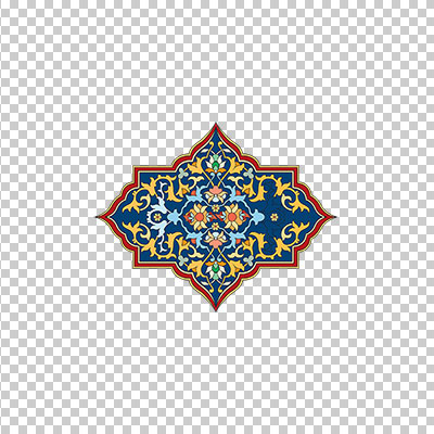 عکس برش خورده اسلیمی و تذهیب طرح سرتیتر ضمینه آبی