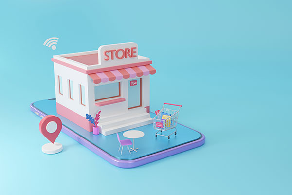 عکس مینیمال سه بعدی فروشگاه دیجیتال