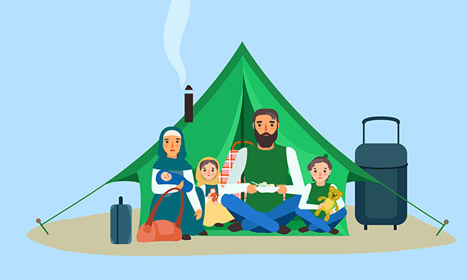 وکتور کاراکتر حجاب خانواده در مسافرت