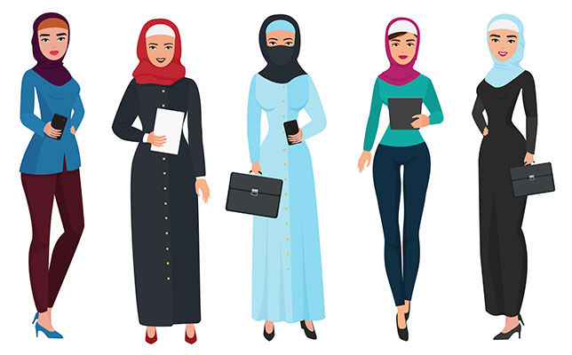 وکتور کاراکتر تنوع حجاب در تیپ های شخصیتی
