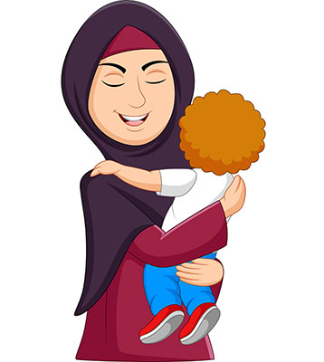 وکتور کاراکتر حجاب آغوش مادر