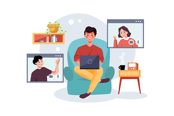 وکتور آموزش آنلاین با کامپیوتر