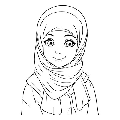 وکتور بانوی با حجاب با خطوط مشکی