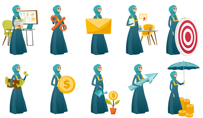 وکتور کاراکتر حجاب بانو تاجر