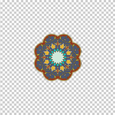 عکس برش خورده اسلیمی و تذهیب طرح دایره ضمینه آبی