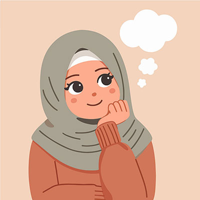 وکتور خانم با حجاب در حال فکر کردن