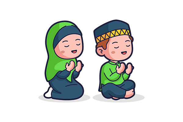 وکتور دانش اموز در حال نماز خواندن