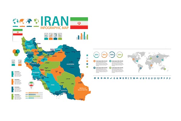 وکتور اینفوگرافیک نقشه ایران و استان ها