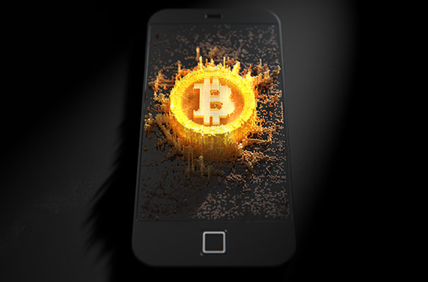 عکس سه بعدی بیت کوین روی موبایل