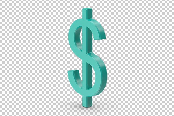 تصویر سه بعدی دوربری علامت دلار