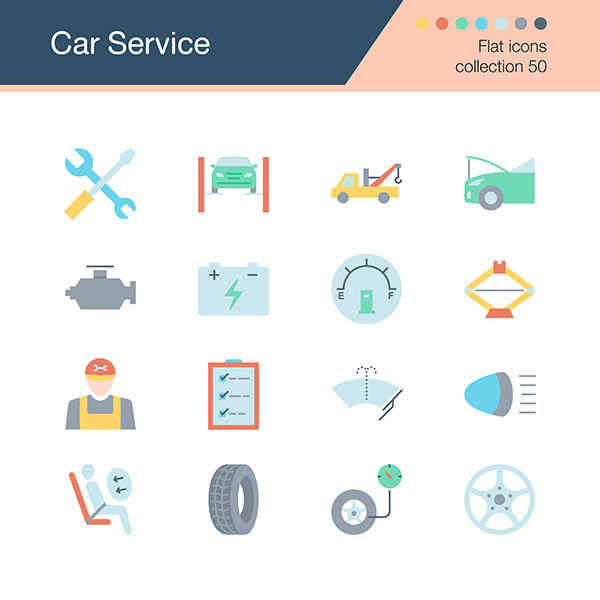 وکتور آیکن گرافیکی با موضوع تعمیرات ماشین