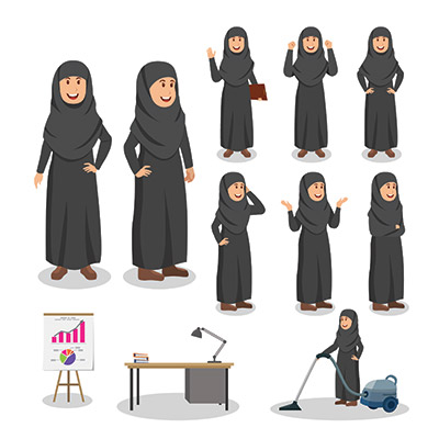 وکتور کاراکتر زن با حجاب
