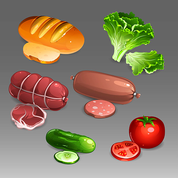 وکتور گوشت و سبزی جات