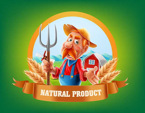طرح وکتور تراکتور ، مزرعه ، گندم
