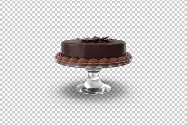 تصویر سه بعدی دوربری کیک شکلاتی