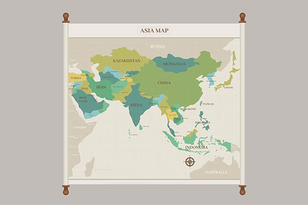 وکتور قاره آسیا و نقشه ایران