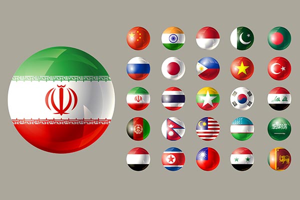 وکتور آیکن پرچم ایران و کشورهای آسیا