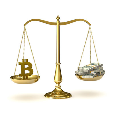 عکس ترازو دلار و بیت کوین