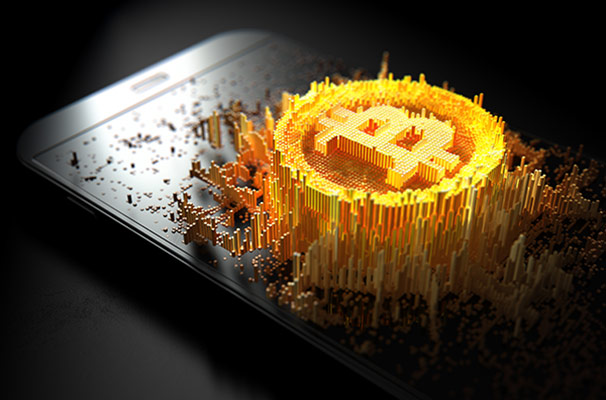 عکس سه بعدی بیت کوین روی موبایل