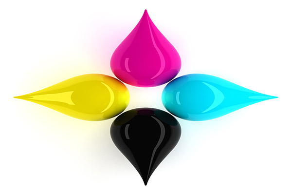 عکس نماد رنگ چاپ و تبلیغات CMYK به صورت قطره آب