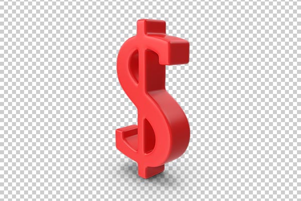 تصویر سه بعدی دوربری علامت دلار