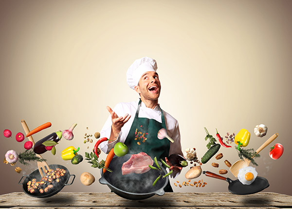 آشپز و ظرف غذایی