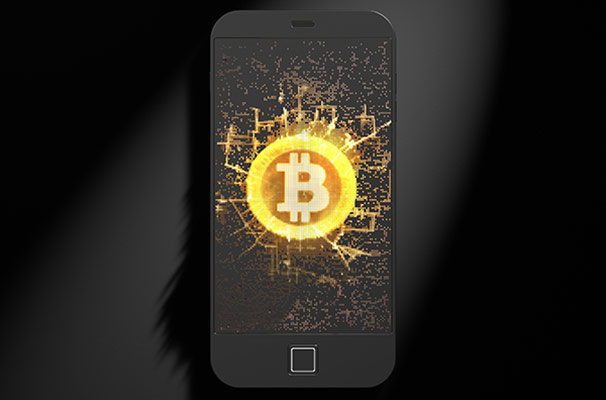 عکس سه بعدی بیت کوین روی موبایل