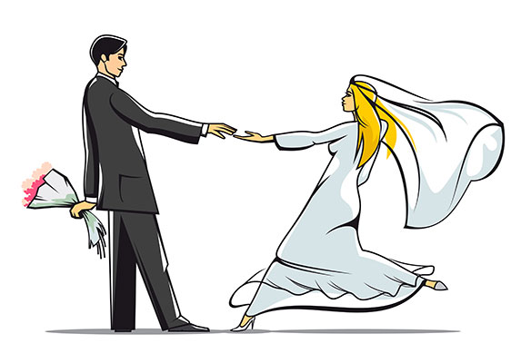 وکتور کاراکتر حجاب عروس و داماد