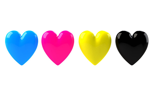 عکس نماد رنگ چاپ و تبلیغات CMYK به شکل قلب