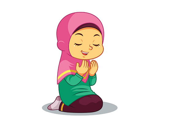وکتور کاراکتر دختر با حجاب و دعا